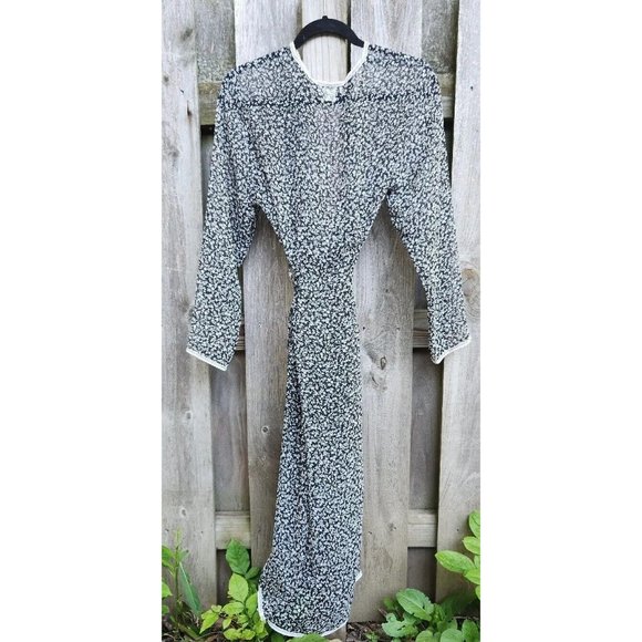 Ladies Robe S Peignoir See Thru Jones New York Floral Print Lace Trim - Picture 5 of 10